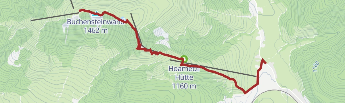 Route map: Hochfilzen - Hoametzl Hütte - Buchensteinwand